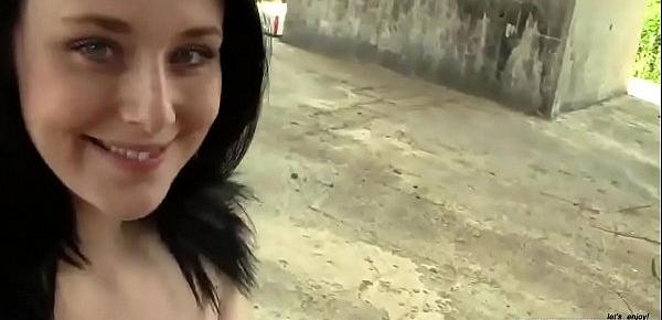  Small Titted Brunette Fucks Outside Under A Bridge